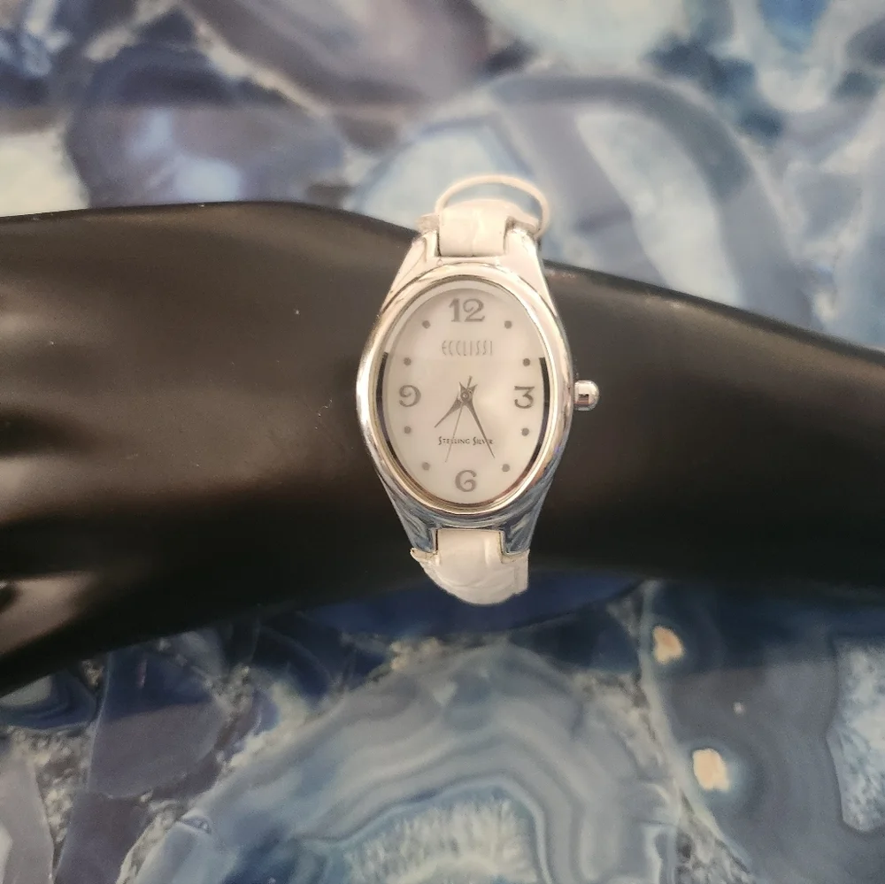 Ecclissi Sterling Silver 925 Case Leather Band